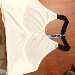 Cropped White Nike Workout Shirt